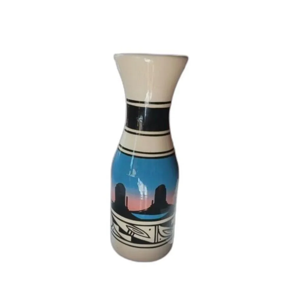 Southwestern Native American Hand Painted Pottery Vase 12